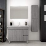 Meuble de salle de bain vidar 80cm chêne smoky avec plan vasque miroir et colonne. avec porte serviettes ... Meuble de salle de bain vidar 80cm chêne smoky avec plan vasque miroir et colonne. avec porte serviettes ...