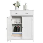 Meuble de salle de bains - yaheetech - 60x30x80cm - blanc - grand tiroir / placard / etagre amovible ...