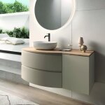 Meuble de salle de bain - zora - 120 cm - tortora mat - lavabo  poser - 2 tiroirs
