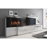 Skraut home - meuble de salon avec cheminée électrique à 5 niveaux de flamme finition blanc mat / blanc ... Skraut home - meuble de salon avec cheminée électrique à 5 niveaux de flamme finition blanc mat / blanc ...