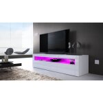 Meuble de salon - meuble tv - blanc laqué - 155 cm - contemporain - design Meuble de salon - meuble tv - blanc laqué - 155 cm - contemporain - design