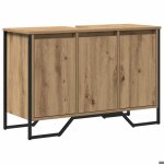 Meuble sous �vier en ch�ne artisanal - vidaxl - 91x35x60 cm - bois ding�nierie - cadre noir - grand espace ...