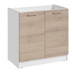 Meuble sous - �vier eco chene naturel 2 portes l 80 cm - cuisineandcie
