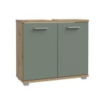 Meuble sous - lavabo - 2 portes - d�cor ch�ne & vert sauge - l699 x p289 x h62 cm - champ