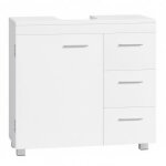 Meuble sous lavabo 3 tiroirs lat�raux 2 cases derri�re la porte avec pieds 30 x 70 x 64 cm blanc nuage ...