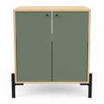 Meuble sous lavabo - dcor vert et chne clair - 2 portes - l69 x p50 x h78cm - elisa - demeyere