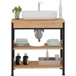 Meuble sous lavabo tagre de rangement sous vasque structure mtal 60x30x60cm chne clair + noir 0170wy ...