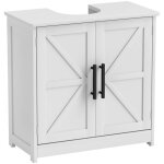 Meuble sous lavabo - homcom avec 2 portes magn�tiques style grange et �tag�res r�glables - style ferme ...