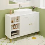 Meuble sous lavabo meuble de rangement pour salle de bain meuble pour évier avec étagère ouverte et 2 ... Meuble sous lavabo meuble de rangement pour salle de bain meuble pour évier avec étagère ouverte et 2 ...