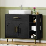 Meuble sous lavabo meuble de salle de bain 1 tiroir 2 portes compartiment avec 3 niveaux gauche et droite ...