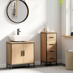 Meuble sous lavabo meuble de salle de bain avec 2 portes et �tag�re r�glable style moderne 60 x 30 x ...