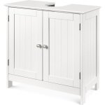 Meuble sous - lavabo salle de bains en bois blanc - luxs - 2 portes 1 �tag�re - 60 x 30 x 60 cm