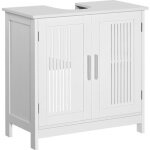 Meuble sous lavabo salle de bain kleankin - 2 portes rainurées avec étagère réglable - blanc - 60x30x60cm ... Meuble sous lavabo salle de bain kleankin - 2 portes rainurées avec étagère réglable - blanc - 60x30x60cm ...