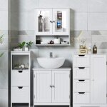 Meuble sous lavabo - salle de bain vasque - 2 étages et 2 portes - blanc Meuble sous lavabo - salle de bain vasque - 2 étages et 2 portes - blanc
