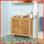 Meuble sous vasque - akozon - 8120 - bambou naturel - 2 portes - 66 x 29 x 615 cm