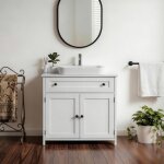 Meuble sous vasque alightup ? 1 tiroir + 2 portes rangement pour salle de bain blanc 60 x 30 x 60 cm