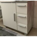 Meuble sous vasque - blanc / béton - marque inconnue - panneau de particule Meuble sous vasque - blanc / béton - marque inconnue - panneau de particule