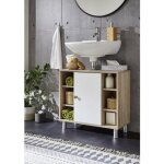 Meuble sous vasque blanc - sonoma - 60 x 54 x 32 cm - contemporain - design - a poser au sol