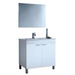Meuble sous - vasque dmora - blanc brillant - 80 x 80 x 45 cm - avec miroir