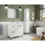 Meuble sous - vasque dmora - deux portes battantes et deux tiroirs - blanc brillant - 80 x 80 x 45 cm ...