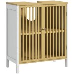 Meuble sous vasque homcom 2 portes avec �tag�re r�glable armoire de rangement pour lavabo 60 x 30 x 70 ...