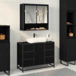 Meuble sous vasque - meuble vasque integree vidaxl cabinet de salle de bain avec tiroir ch�ne noir 80 ...