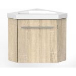 Meuble sous vasque dangle - bois clair - 40 x 40 x 45 cm - tiroir soft - close - installation suspendue ...