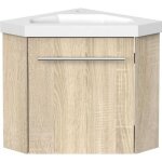 Meuble sous vasque mural dangle - bois clair - 40 x 40 x 43 cm - tiroir soft - close - installation suspendue ...