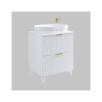 Meuble sous vasque de salle de bain 60cm avec 2 tiroirs collection chic coloris blanc et doré Meuble sous vasque de salle de bain 60cm avec 2 tiroirs collection chic coloris blanc et doré