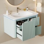 Meuble sous vasque salle de bain led - meuble lavabo suspendu en c�ramique main wc et bassin int�gr� ...