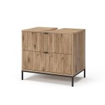 Meuble sous vasque simple eliza 70x63cm avec 2 tiroirs coulissants ch�ne viking vicco