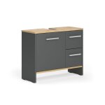 Meuble sous vasque simple karli 70. 2x57cm avec 2 tiroirs et 1 porte anthracite ch�ne de force dor� vicco ...