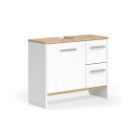 Meuble sous vasque simple karli 70. 2x57cm avec 2 tiroirs et 1 porte ch�ne blanc / force de lor ch�ne ...