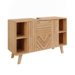 Meuble sous vasque simple lucie 100x65cm avec 2 tiroirs bambou vicco 58722