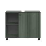 Calicosy - meuble sous vasque sur roulettes 1 porte et 2 niches l80 cm - purebliss - vert sauge et noir ...