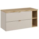 Meuble sous vasque suspendu dalia cachemire 100 cm avec extension ouverte et plan en ch�ne