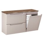 Meuble sous vasque suspendu nova cachemire 100 cm avec panier � linge et plan ch�ne casella