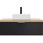 Meuble sous vasque suspendu soho noir - homifab - 90x60 cm - tiroir(s) - design contemporain
