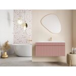 Meuble sous vasque suspendu strié rose - 100 cm - satara Meuble sous vasque suspendu strié rose - 100 cm - satara