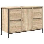 Meuble sous - vasque avec tiroirs - vidaxl - ch�ne sonoma - 90x345x60 cm - 4 tiroirs - 1 porte - 1 �tag�re ...