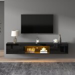 Meuble suspendu brillant meuble tv mural avec �clairage led lowboard support tv pour t�l�viseur 70 poucescapac ...