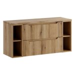 Meuble suspendu sous vasque 120 cm avec plan et �tag�res nova ch�ne coast evoke