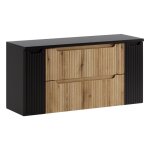 Meuble suspendu sous vasque 120 cm avec plan noir nova ch�ne coast evoke