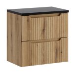 Meubles suspendu sous vasques 2 tiroirs avec le plan noir nova ch�ne coast evoke 60 cm