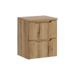 Meuble suspendu sous vasque 50 cm avec plan et 2 tiroirs nova ch�ne coast evoke