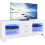 Meuble de table tv blanc elégant meuble tv led brillant avec tiroirs et armoire 130 x 35 x 50 cm Meuble de table tv blanc elégant meuble tv led brillant avec tiroirs et armoire 130 x 35 x 50 cm