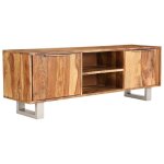 Meuble tele buffet tv television design pratique bois de sesham massif avec finition miel 118 cm Meuble tele buffet tv television design pratique bois de sesham massif avec finition miel 118 cm