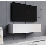 Meuble tv suspendu de salon - 1 porte avec 2 compartiments - couleur blanc - l 120 x p 30 x h 40 cm - ... Meuble tv suspendu de salon - 1 porte avec 2 compartiments - couleur blanc - l 120 x p 30 x h 40 cm - ...