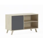 Meuble tv 100 salon wind couleur chne - gris anthracite 95x40x57cm rf611