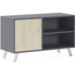 Meuble tv 100 salon wind couleur gris anthracite - ch�ne 95x40x57cm rf612